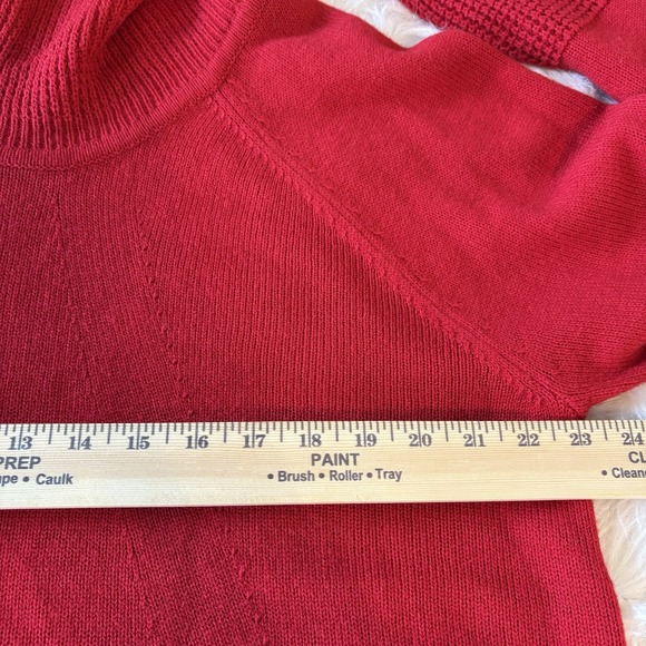 Calvin Klein Sweater Women's XL Cowl Neck Red Soft‎ Acrylic Waffle Knit Chunky - Picture 6 of 8